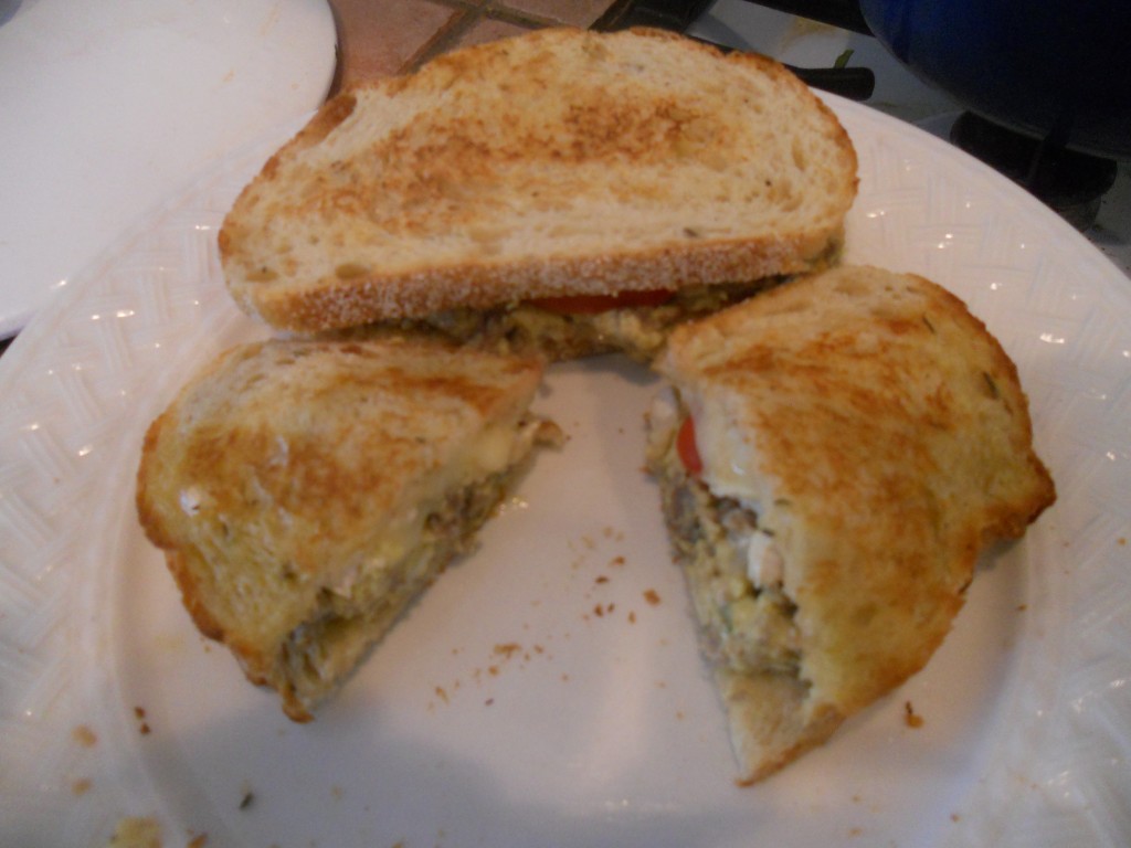 Grilled Sausage, Egg and Brie Sandwiches