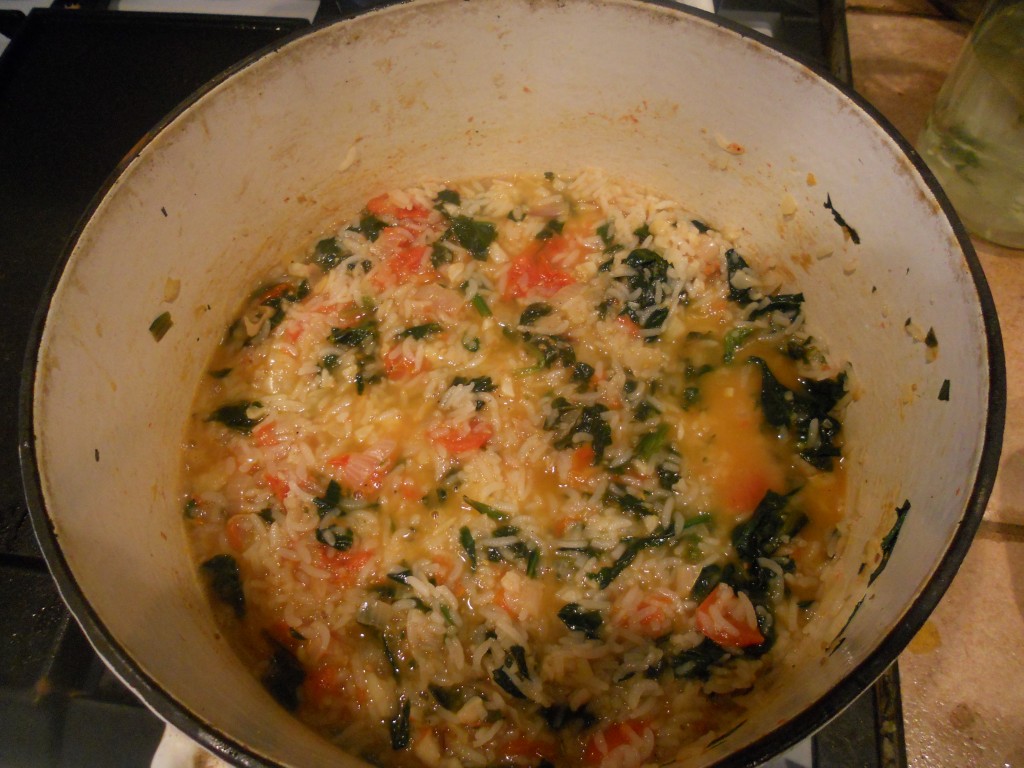 Shrimp and Parmasean Rice with Spinach and Tomatoes