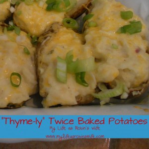 "Thyme-ly" Twice Baked Potatoes with Garlic and Dijon