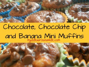 Chocolate, Chocolate Chip and Banana Mini Muffins