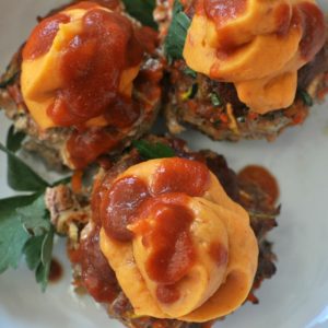 Mini Meatloaf Muffins with Chipoltle Sweet Potatoes
