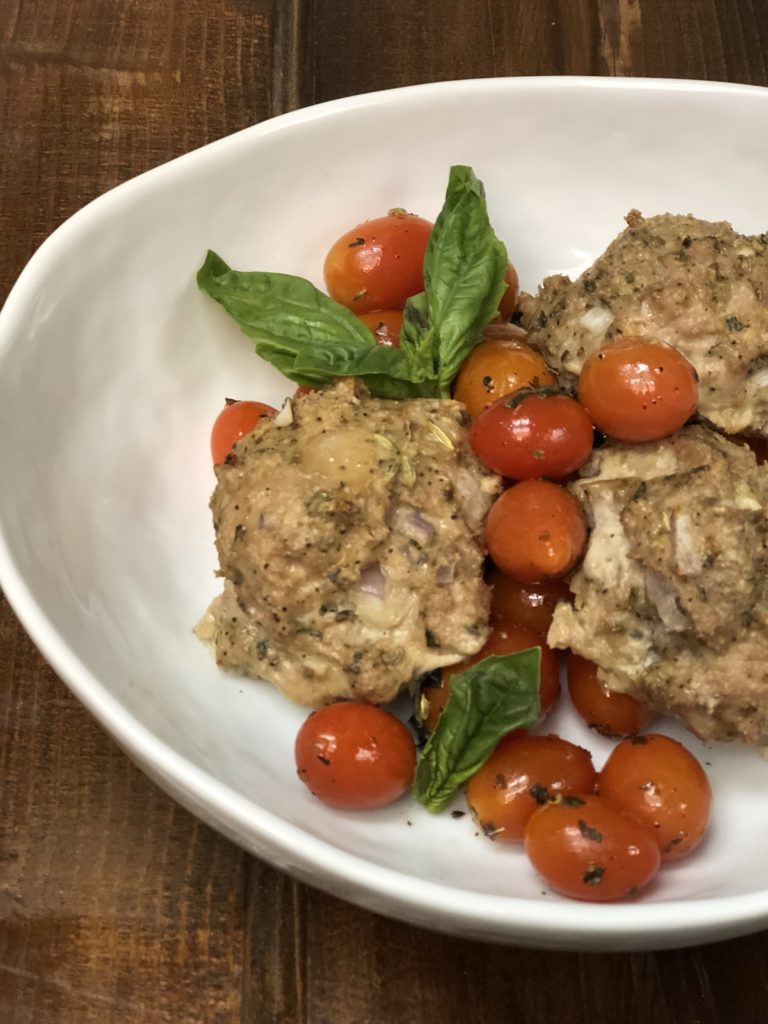 Big Meatballs with Roasted Cherry Tomatoes