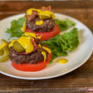 Air Fryer Bacon Burger Slider Stacks